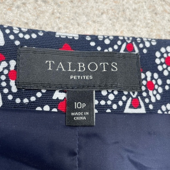 Talbots Bandana Paisley Print Navy, Red & White Stretch Skirt Size 10P - Picture 4 of 8